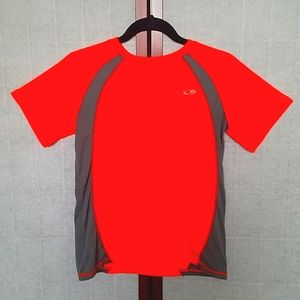 Champion Neon orange/gray sports short-sleeved tee shirt. Kid's size L (12-14).